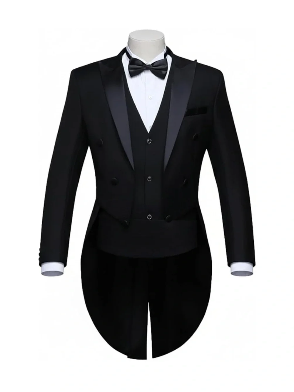 Men's 4-Piece Magician Tailcoat Tuxedo Costume Set, Formal Stage Performance